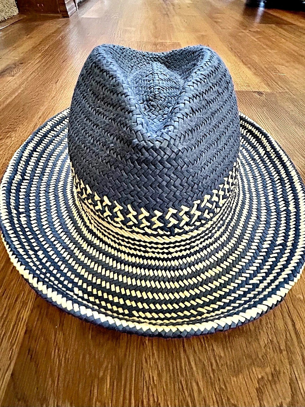 Nordstrom Navy Blue & Yellow Woven Hat Size S/M Like New